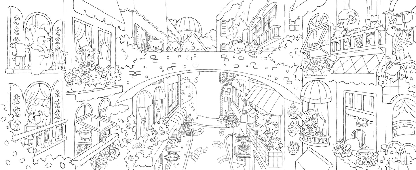 [COLORING] Townscapes, Animals, Variety goods, Cakes, Flowers, Cooking and 5 Bears Coloring book
