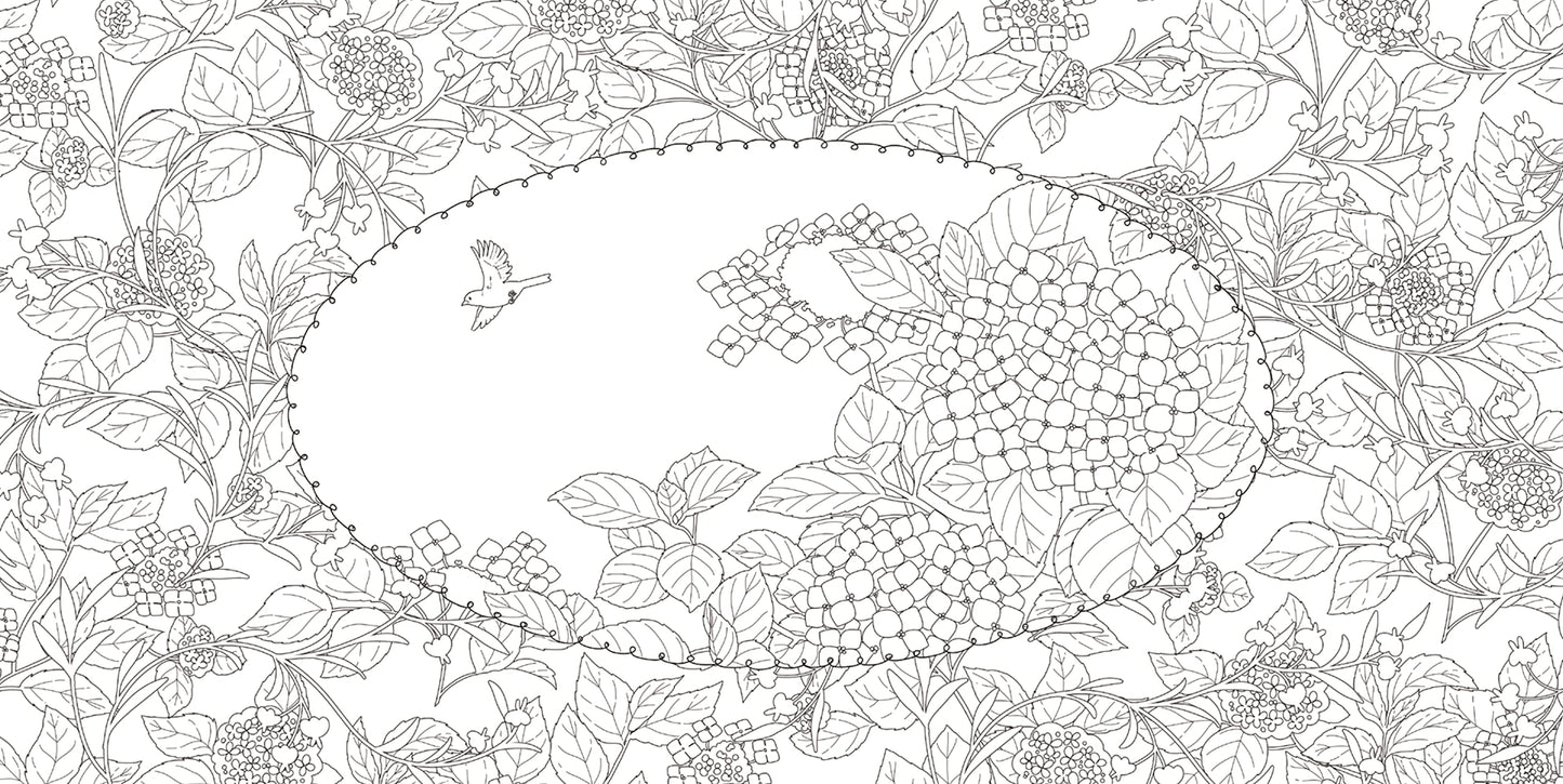 A Bird traveling flowers to flowers Japanese Coloring Book
