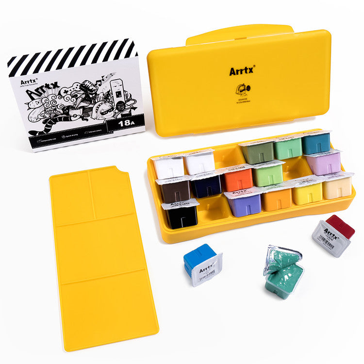 Arrtx Gouache Paint Set, 18 Colors x 30ml Jelly Cup Design Gouache with Palette