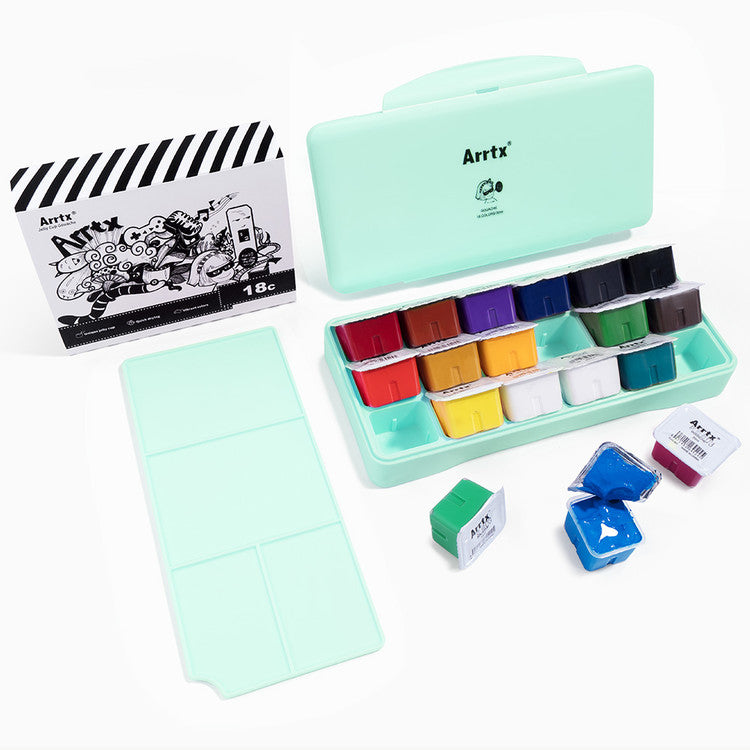Arrtx Gouache Paint Set, 18 Colors x 30ml Jelly Cup Design Gouache with Palette